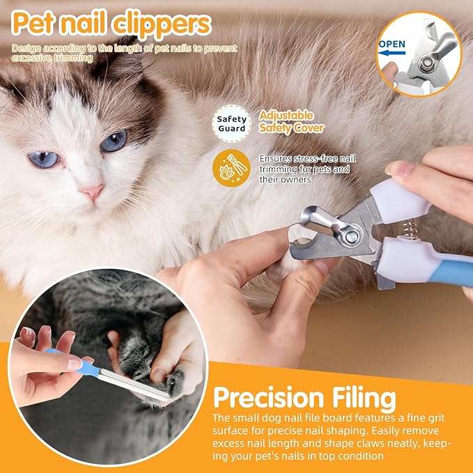 Aglads 12 in 1 Pet Grooming Kit, Dog Grooming Supplies with Self Cleaning Slicker Brush, Dematting Comb, Safety Nail Clippers, for Small Medium Large Dogs Cats Rabbits Long Short Curly Hair(12, blue)