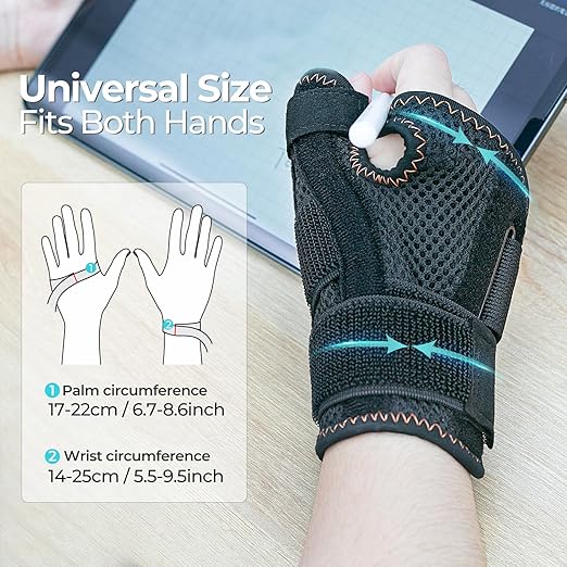 New Updated Thumb Brace for Women and Men, Reversible Trigger Thumb Splint for Day & Night Support, Breathable Thumb Stabilizer for Arthritis, Tendonitis, Sprains Thumb Pain Relief (Black)