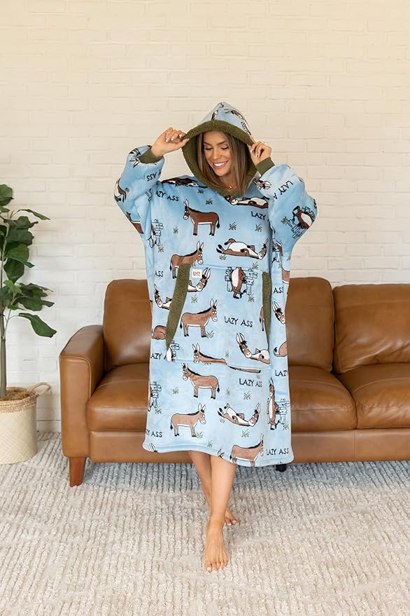 LazyOne Oversized Blanket Hoodie, Oversized Hoodies for Women and Men, One Size Fits All Wearable Blankets