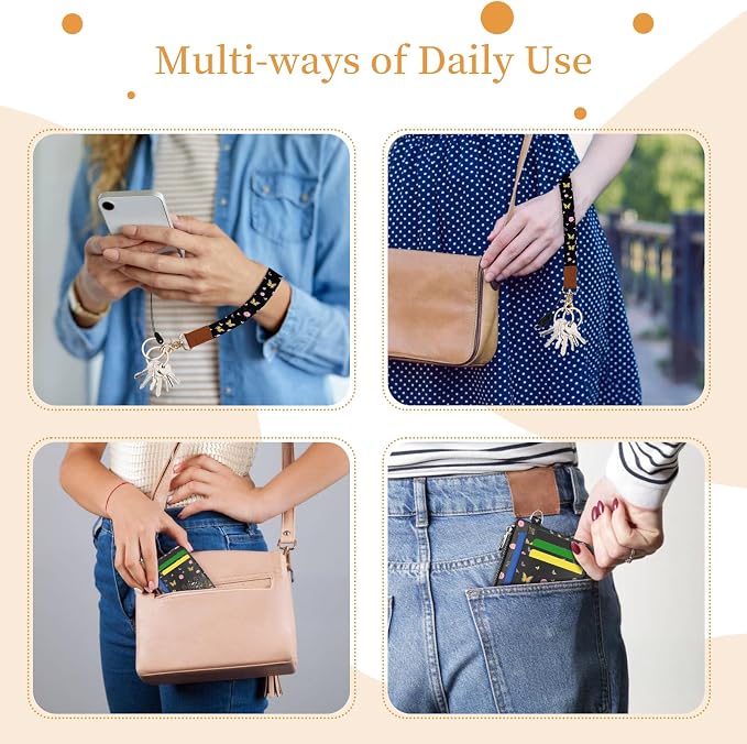 Hancynir Floral Slim Wallet Women Credit Card Holder, Wristlet RFID Small | Butterfly Keychain Wallet, Travel Zipper Coin Pocket, Cute Ladies Gifts Women, Minimalist Card Case, 6 Card Slot, PU Leather