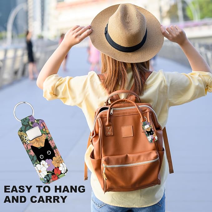 Cute Chapstick Holder Keychain,Lipstick Neoprene Clip-on Lip Balm Holder for Woman