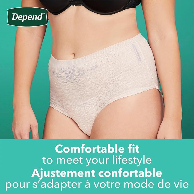 Depend Incontinence Underwear for Women, Extra-Large, 30 Count | Maximum Absorbency | Fit-Flex | Disposable | Blush