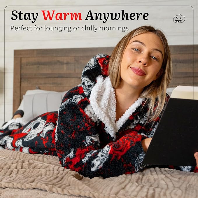 Blanket Hoodie, Long Hooded Blanket Sweatshirt as Birthday Gifts for Women Men, Long Wearable Blanket for Women Men.