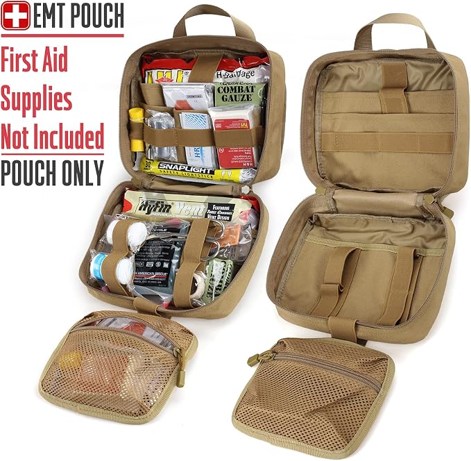 LIVANS Medical Bag, First Aid Bag Empty for Emergency & Trauma Kits | Molle Quick Release Design, Headrest Mount, Includes Flag and Cross Patch,Versatile for Tactical, Camping, Hiking and Travel