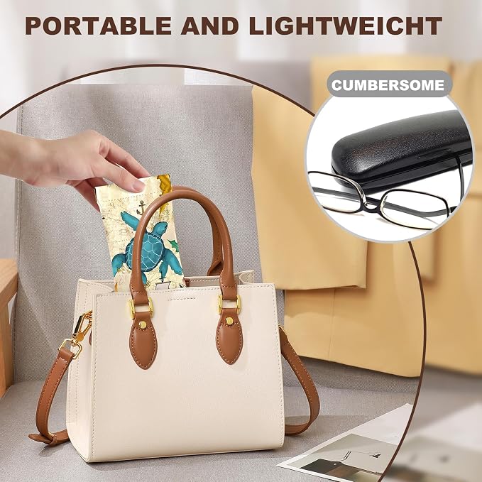 Anikathy 2Pcs Sunglass Eyeglass Glasses Case Soft PU Leather with Cleaning Cloth Cute Glasses Pouch Bag for Men Women Girs