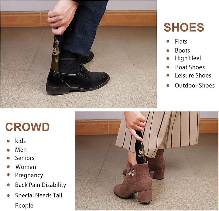 Shoe Horn, Hand Crafted Natural Tibetan Yak Horn Shoe Horns for Boots and All Shoes, Travel Size with Gift Box