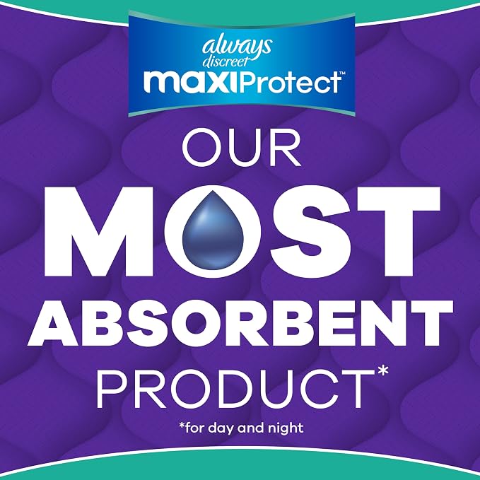 Always Discreet MaxiProtect Adult Diapers for Women, Incontinence Underwear, Scented, Postpartum Essentials, Bladder Leak Protection, Disposable Briefs, Maximum Plus Absorbency, Size L, 14 Count