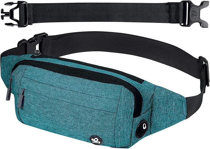 WATERFLY Small Fanny Pack Crossbody Lightweight Waist Bag for Woman Man | Adjustable extender strap, Slim compact, Water-resistant durable material, Breathable back pad, Multi-scene for travel, daily