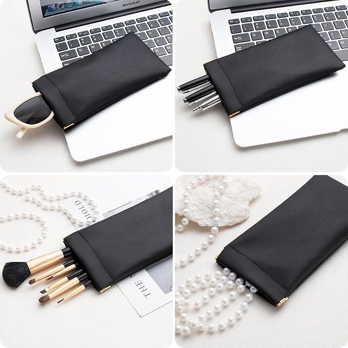 3 pack leather eyewear case PU soft sunglasses bag squeeze top portable lightweight eyewear case for men and women