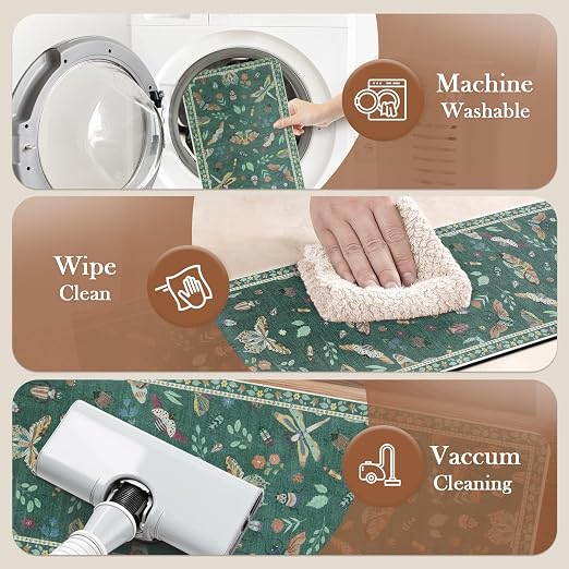 OJIA Insect Stair Treads Non Slip 15PC 8"x30" Stair Runner for Wooden Steps | Indoor Carpet Stair Treads Rubber Stair Mats Residue-Free Staircase Step Treads for Kids, Elders, Pets, Dark Green