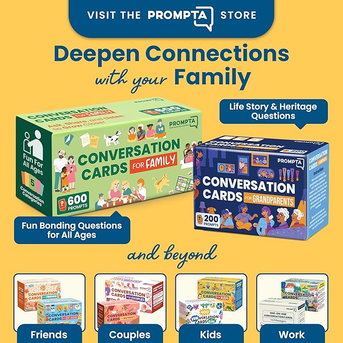 200 Conversation Starters for Grandparents – Thoughtful Gifts for Seniors – Family Games for Kids and Elders to Connect and Share – 3.5” x 2.5” Sized Cards – Get to Know Your Elderly