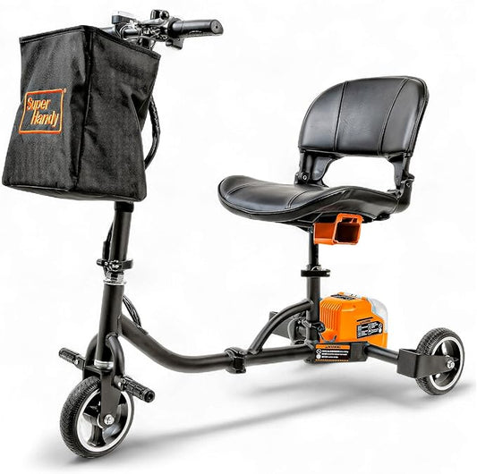 SuperHandy Passport Mobility Scooter for Adults - Foldable, 3 Wheel, Airline Travel Friendly - 6.5 Mile Range, 48V 2Ah Li-Ion Swappable Battery System (1 Li-Ion Battery)