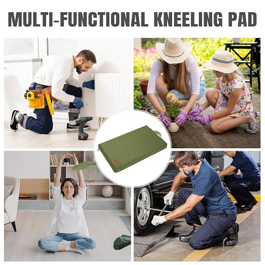 HappyPicnic Extra Thick Kneeling Pad, 1 Pack, Green, 17.5 x 11 x 2in | Soft High-density Foam knee support, with Handle, Easy to Clean, for Gardening, Yoga, Prayer, Housework, Exercise