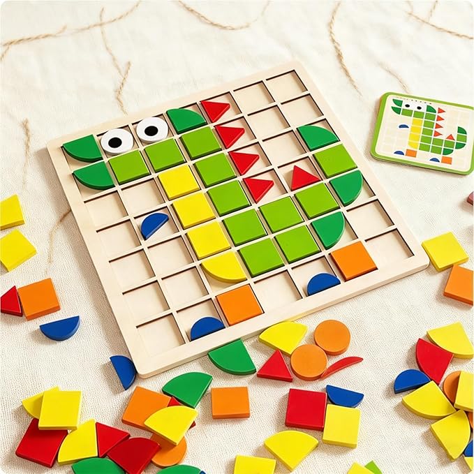 120 Pieces of Elderly Wooden Matching Puzzle Games, Classic Geometric Shape Toys for Kindergarten Education of Adult Dementia Patients, Suitable for Children Aged 4-8, Shape Puzzle Memory Games