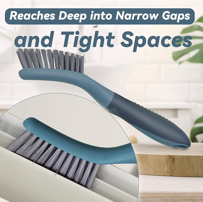 2 Pack Grout Scrub Brush with Stiff Bristles | Small Cleaning Brush for Kitchen, Bathroom, Tile Floors, Gaps, Crevices and Window Tracks with Durable Scrubbing Bristles