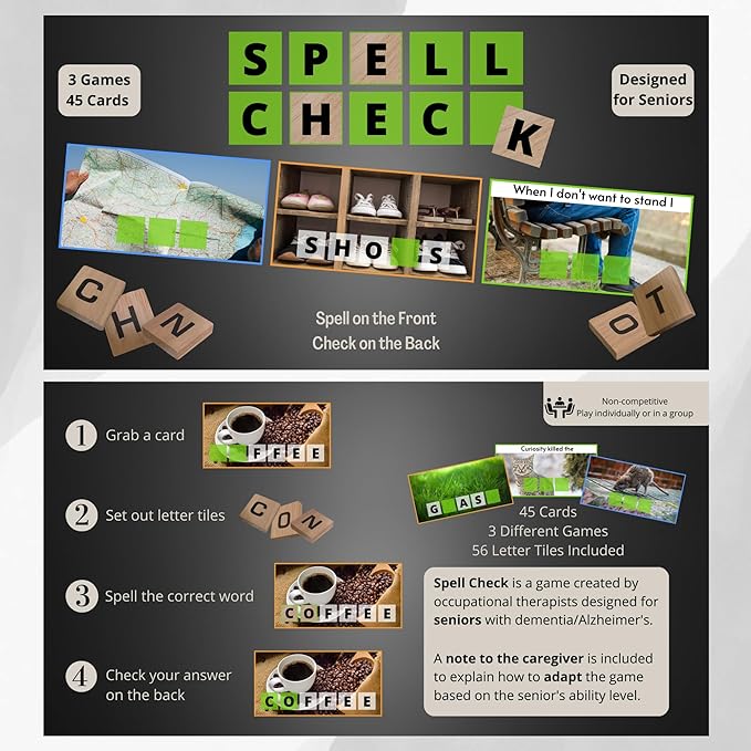 Generic Spell Check | Senior Word Game | Dementia Activities | Spelling Game | Alzheimer's Game | Dementia Gift | Nursing Home Activity