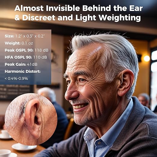 Rechargeable Hearing Aids for Seniors Adults, Advanced Multi Channel Digital BTE Hearing Assist, with Recycle Charging Case for 125 Hrs Backup Power, Auto-On/Off, Pair, Lucid508-beige