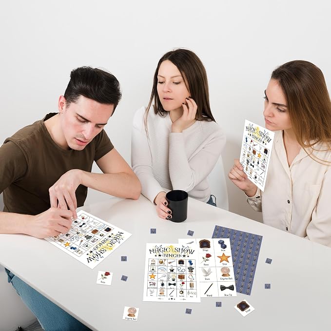 Magic Show Bingo Game Cards, Magic Bingo Set for Adults Large Group, Magical Themed Fun Games, Magician Party Activities, Icebreaker Games for Family Friends, 11