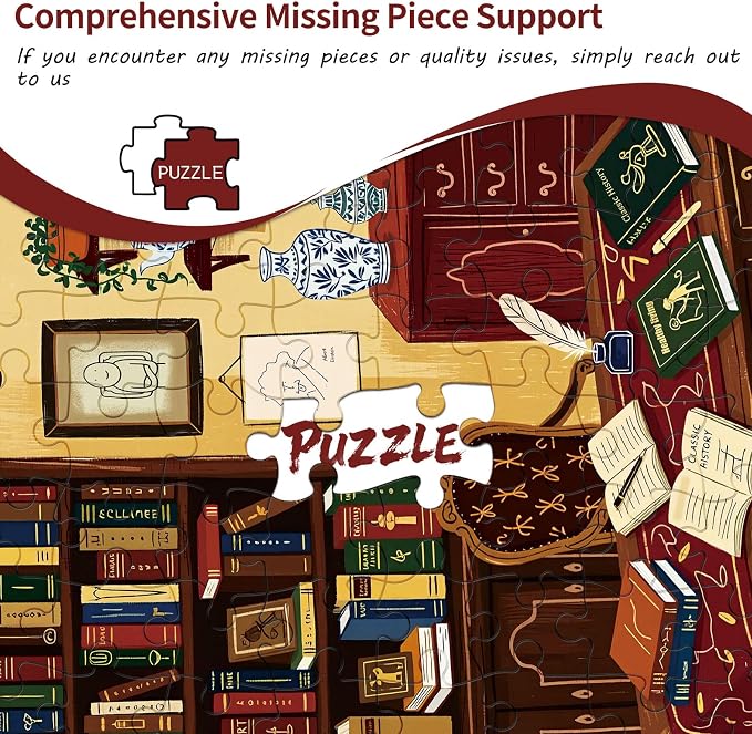 1000 Piece Jigsaw Puzzles for Adults, Study Room Puzzle with 1:1 HD Poster, Precise Interlocking, Letter Markings on Back, Dust-Free, Stress Relief & Ideal Family Game Gift