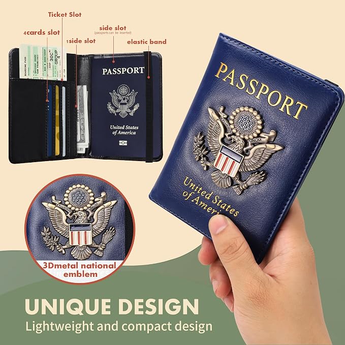 Passport Holder Cover Travel Wallet RFID Blocking Passport Wallets Family Passport Organization Personalized Wallet Case for Men and Women Travel Must Haves(Burgundy)