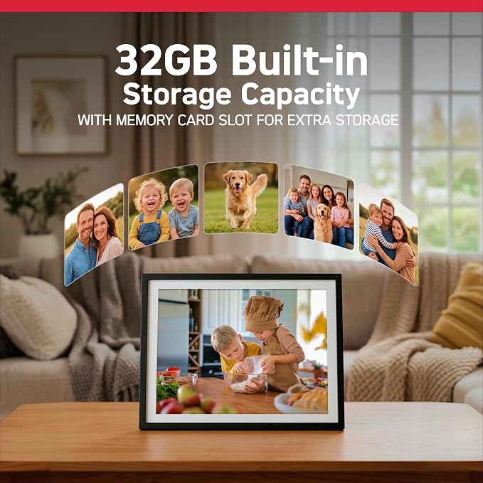 AGFA Photo FRAMEO WiFi Digital Picture Frame 17 Inch – HD Touchscreen Smart Photo Frame, Share Photos & Videos Instantly via App, 32GB Memory, Auto-Rotate, Clock & Weather, Slim Modern Design