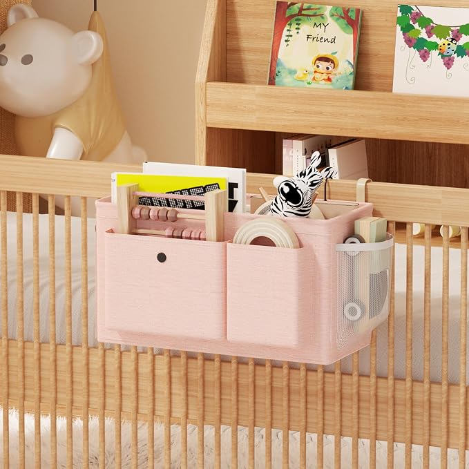 Bedside Caddy Bedside Storage Hanging Organizer for Bunk Dorm Bed Rail | Bed Caddy with Hooks, Top Bunks and Dorm Essentials for Water, Tissues, Tablets, Books, Phones, Remotes and Other Necessories