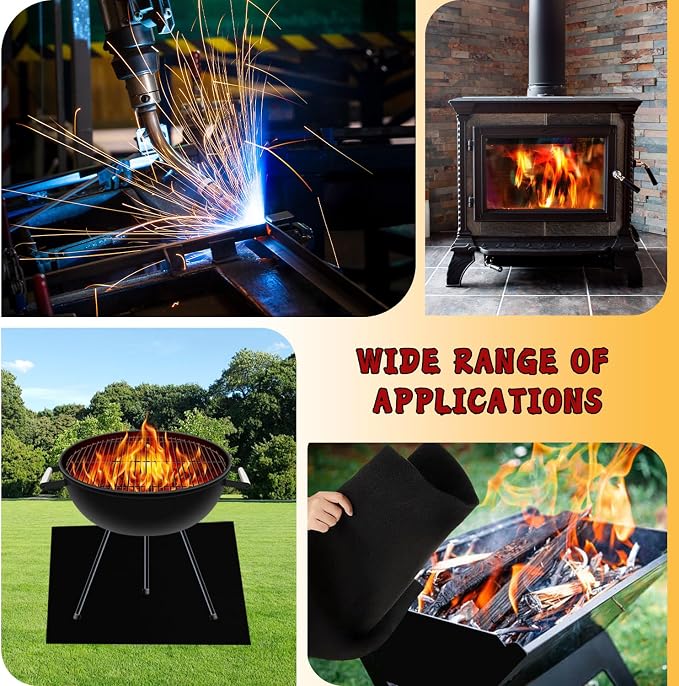 kaidun 2/5" (10mm) Extra-Thick Welding Blanket, Up to 3000°F, 12'' x 12'' | High Temp, Flame Retardant, Heat Resistant, Fire Blanket, Fireproof Mat, Insulation Pad, for Plumbing Soldering Brazing