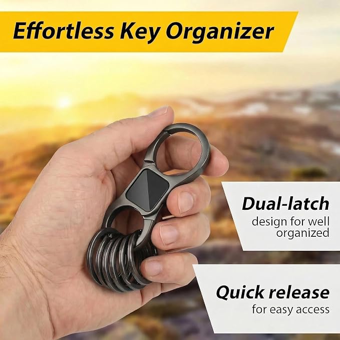 DAYGOS Key Chain, Quick Release Car Keychain with 8 Key Rings for Men | Heavy Duty, Easy Detachable Keychains Organizer, Portable Multi Key Ring Clip with Spring Hooks