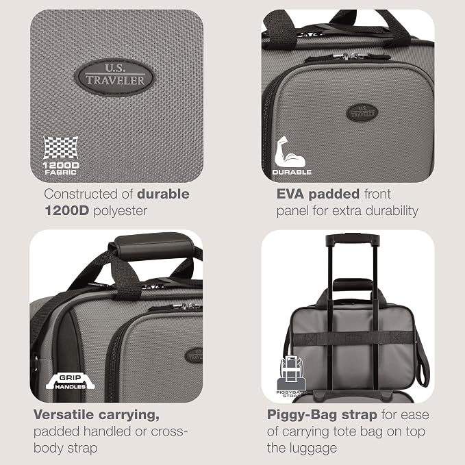 U.S. Traveler Rio 14" Travel Tote Bag, Lightweight 1200D Carry-On Bag for Women & Men