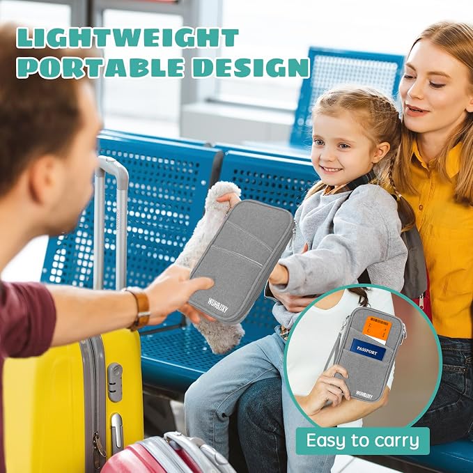 Amazing practical,Passport Holder Family, Women Rfid BlockingWallet, Travel Wallets, Waterproof Passport Holders Bag for Men Traveling, Travel Document Organizer Credit Cards Case (Gray)