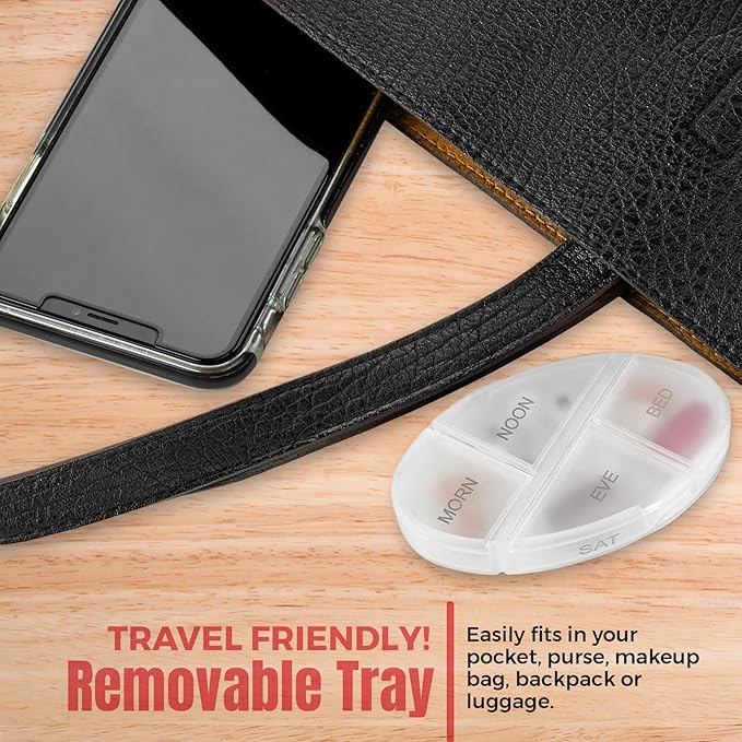 Stackable Daily Pill Organizers - (Pack of 2) Weekly Medication Reminder with 7 Individual Stacking Cases - AM/PM Pill Boxs with 4 Times a Day, a Everyday Medicine Organizer, Silver