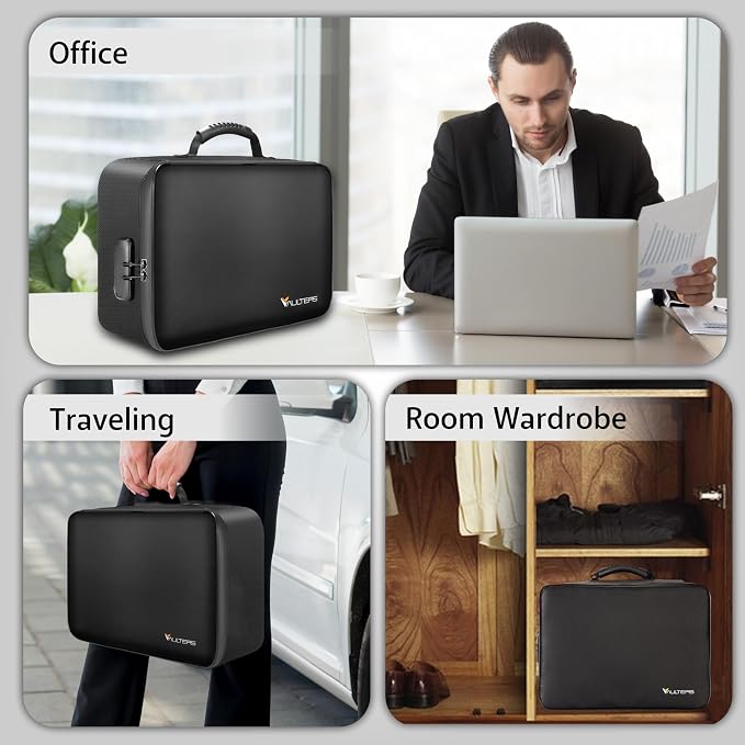 Fireproof Document Bag with Lock - 5200°F Heat Resistant & Waterproof Document Bag with 3 Layers, Portable Fire Proof File Box for Documents, Laptop, Passports & Certificates - Home & Travel (Black)