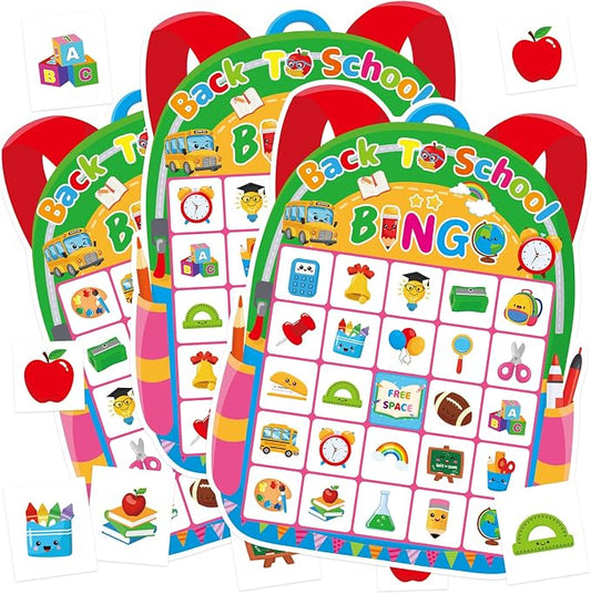 24 Player Back to School Bingo Game Cards for Group Activities Party Supplies