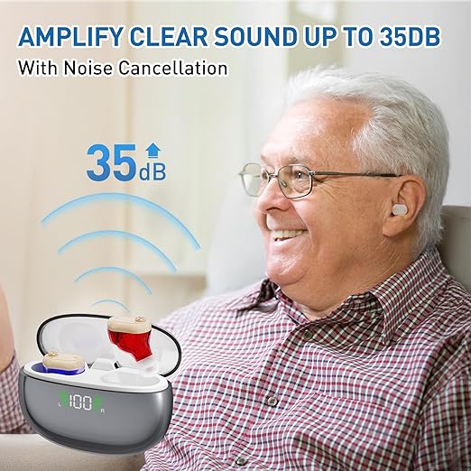 Scian Upgraded Rechargeable Hearing Aids for Seniors - Noise Cancelling, 16-Channel Digital Chip & Portable Charging Case, Invisible OTC Hearing Aid for Adults in Everyday Conversations & Noisy Environments