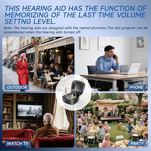 Hearing Aids for Seniors Rechargeable – OTC Hearing Devices with Noise Cancelling, Easy to Use, Comfortable & Lightweight Design for Clear Daily Hearing
