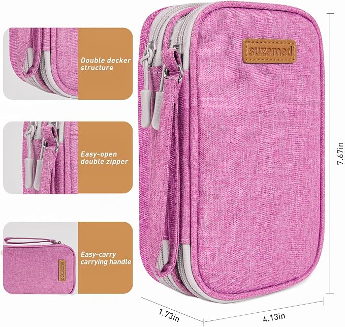 suzamed Insulin Cooler Travel Case, Double Layer Medicine Kit Diabetes Travel Case, Portable Medicine Organizer with 2Pack 150g Ice Pack TSA Approved for Insulin Pens Diabetic Supplies(Pink)
