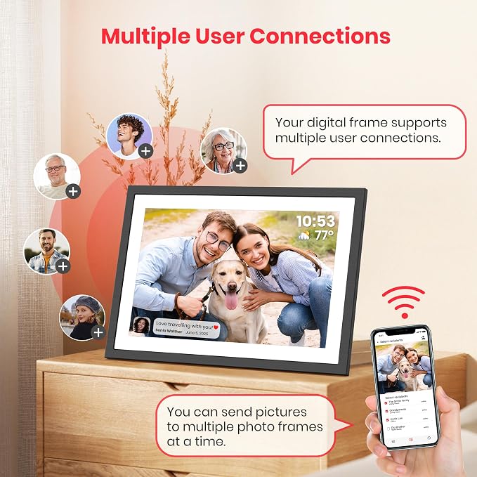 Frameo 2K 64GB Digital Picture Frame WiFi 10.1" Electronic Photo Frame FHD 1920 x 1200 IPS Touch Screen Share Moments Remotely Anywhere Photo Gifts for Mother Dad Grandparents Christmas