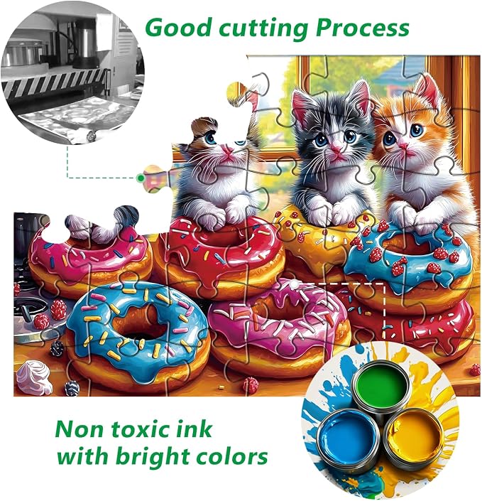 6 Pack 36 Large Piece Puzzles for Seniors, Dementia & Alzheimer's Activities for Elderly Adults, Easy Jigsaw Puzzles with Cute Dog & Donut Designs, Memory & Cognitive Games, Ideal Gifts