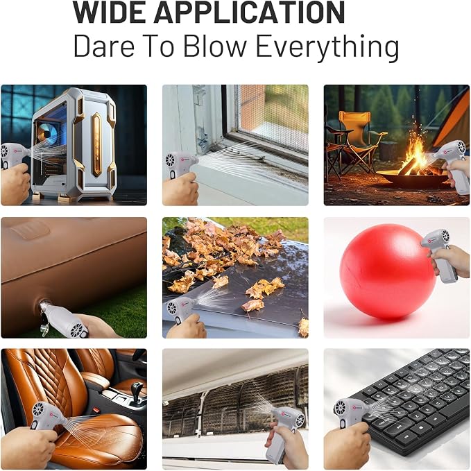 Compressed Air Duster, Ergonomic Design 250,000 RPM Compressed Canned Air Alternative, 3-Gear Powerful Blower for Computer Keyboard, PC Cleaning,Appliance,Car,Home and Outdoor