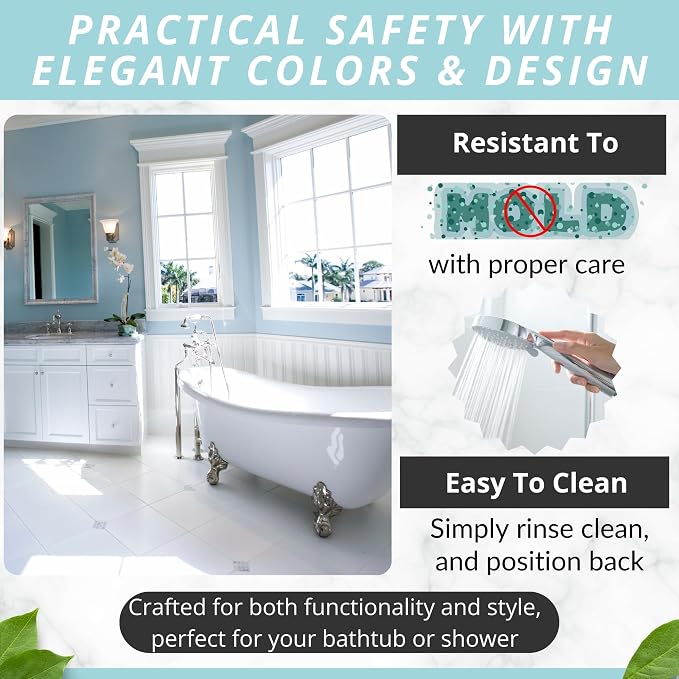 ENKOSI Bath Mat - Large Non Slip Bathtub & Shower Mat - Extra Long 40 x 16 Inch Bathroom Mats for Tub Nonslip Anti Slip Bathmats (40x16 Navy 1-Pack)