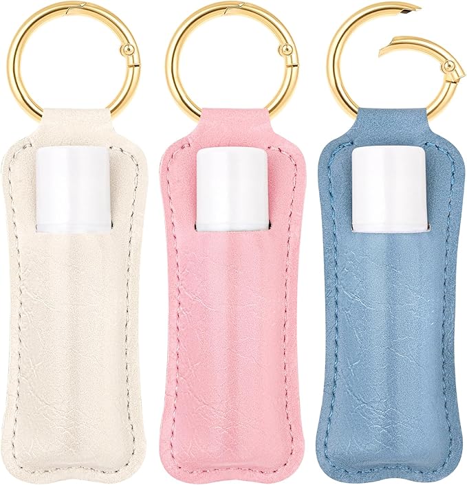 LUCKINEE Lip Balm Holder Keychain for Chapstick Holder Key Chain | Featured with Spring O Ring, Bag Charm Keychain, Great Linking to Purse and Belt Loops, Stocking Stuffers Gift for Women
