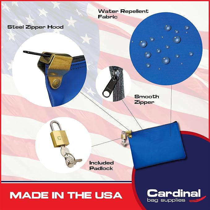 Medication Security Bag with Padlock, Royal Blue | Zipper Hood, 2 keys, Small Pill Bag, Travel Carry Pouch, Medicine Storage