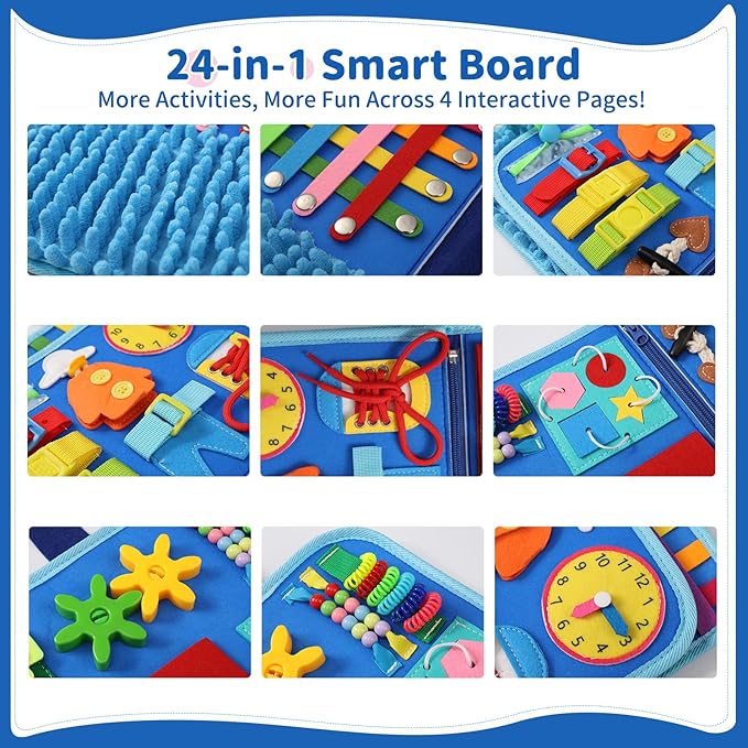 Fidget Blanket for Adults with Dementia, Alzheimer's Sensory Activities for Seniors, Autistic Children Fidget Toys & Toddler Busy Board, Gifts for People with Dementia
