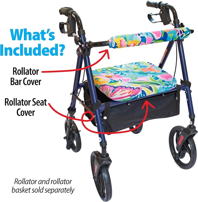 Top Glides Universal Rollator Walker Seat and Backrest Covers (Butterflies)