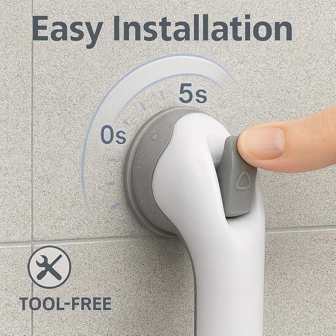 2 Pack Grab Bars for Bathtubs and Showers, Shower Handles for Elderly Seniors bar Safety 500 lbs Walls Handicap Heavy Duty Holder Hooks to Lift Large Tile Glass Suction Cups Tool