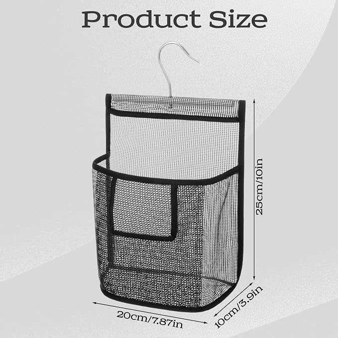 Mesh Shower Caddy Hanging, PVC Bathroom Storage Bag with Hooks for College Dorm, Gym, Swimming, RV and Travel