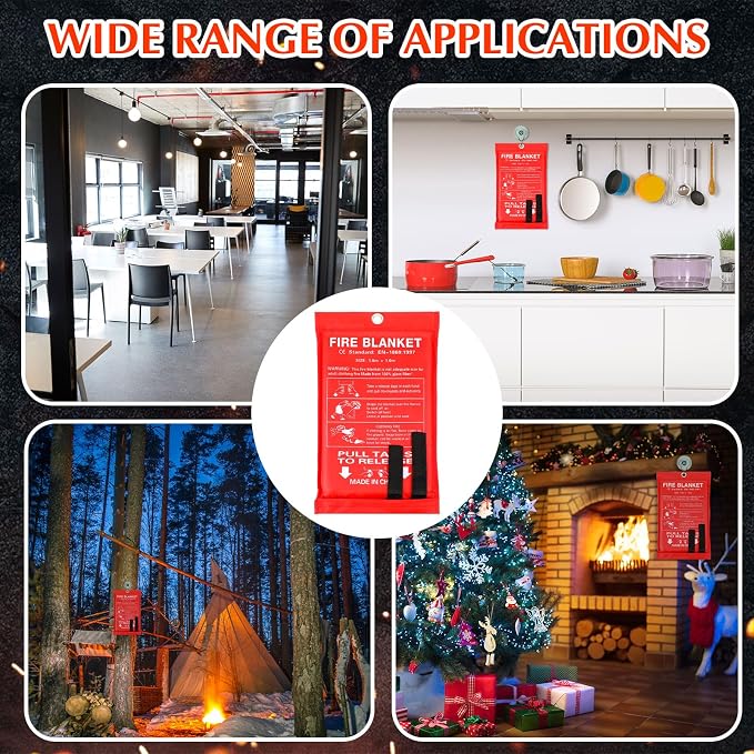 Macarrie 30 Pack Fire Blankets 39” x 39” Fire Blanket Emergency for Home and Kitchen Extinguisher Blankets Fiberglass Suppression Blanket Safety Fireproof Survival for Car Office Warehouse (Red)
