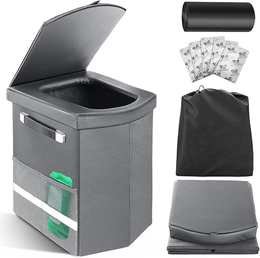 2026 Upgraded XL Portable Toilet for Adults,Tall Camping Toilet with Lid and Convenient Carry Bag, Portable Potty for Camping, Hiking, Car Travel,Truck, RV, Boating, Road Trips, Beach (Gray, 16.5''H)