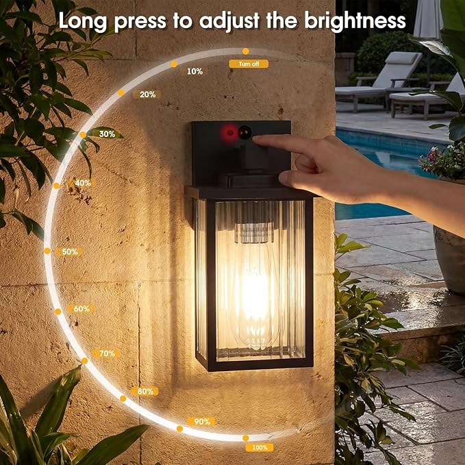 2-Pack Motion Sensor Porch Light, Dusk to Dawn Outdoor Light Black | 2 Modes, 220° Motion Detection, Auto On and Off, Anti-Rust Metal Frame, Pre-Assembled DIY Install on Porch, Garage