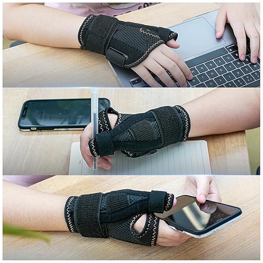 New Updated Thumb Brace for Women and Men, Reversible Trigger Thumb Splint for Day & Night Support, Breathable Thumb Stabilizer for Arthritis, Tendonitis, Sprains Thumb Pain Relief (Black)